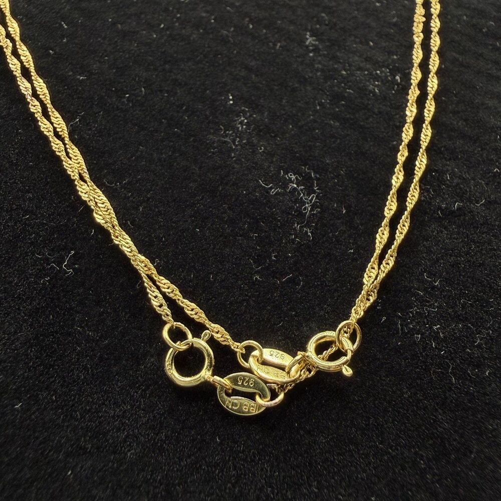 925 Sterling Silver Gold Vermeil Necklace Pair Vintage Chain 2 Pc Lot